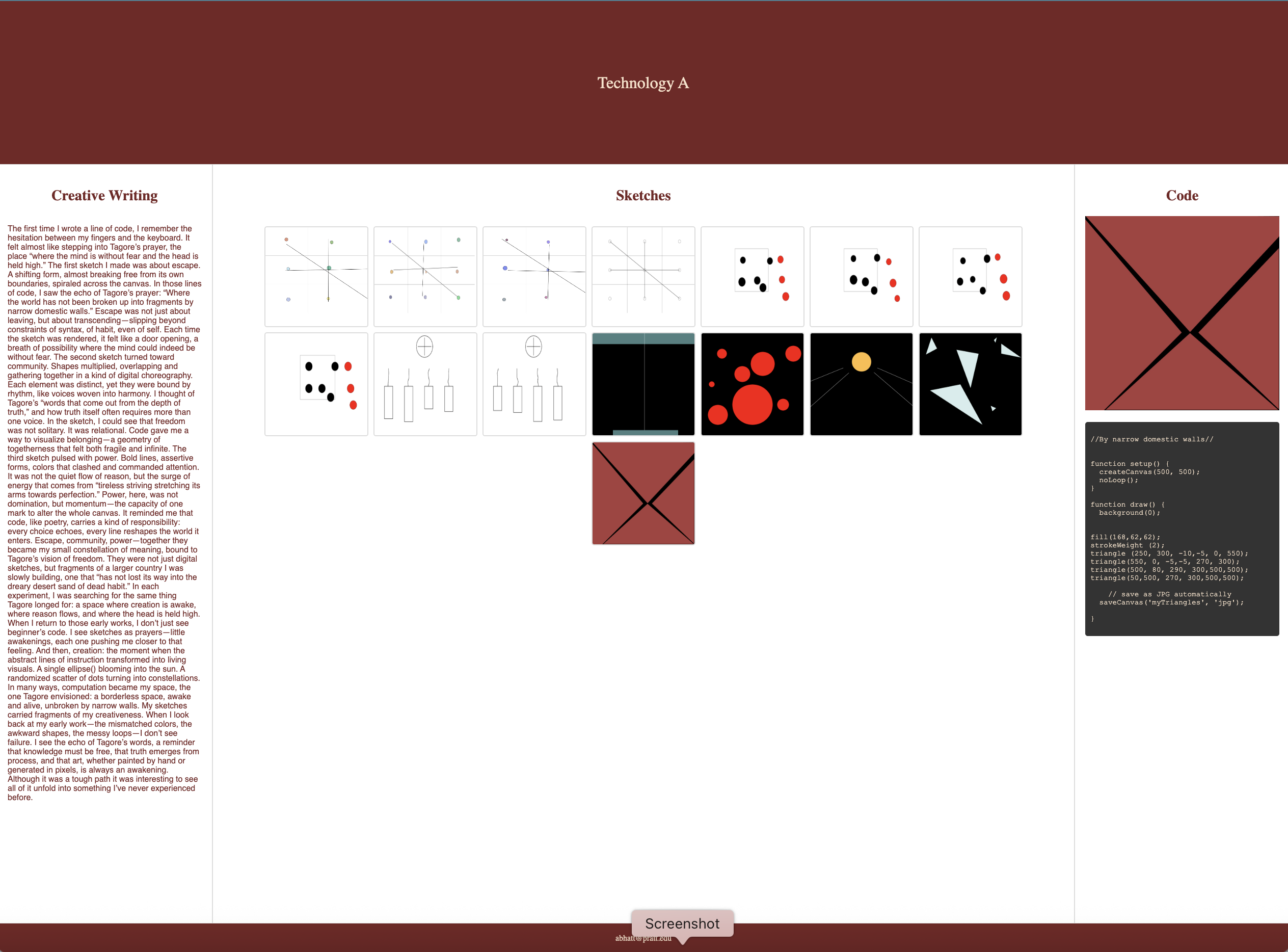 This is a webpage is made with the help of Gemini to help document and keep all the different types of sketches I have tried coding and playing around with the different outcomes.