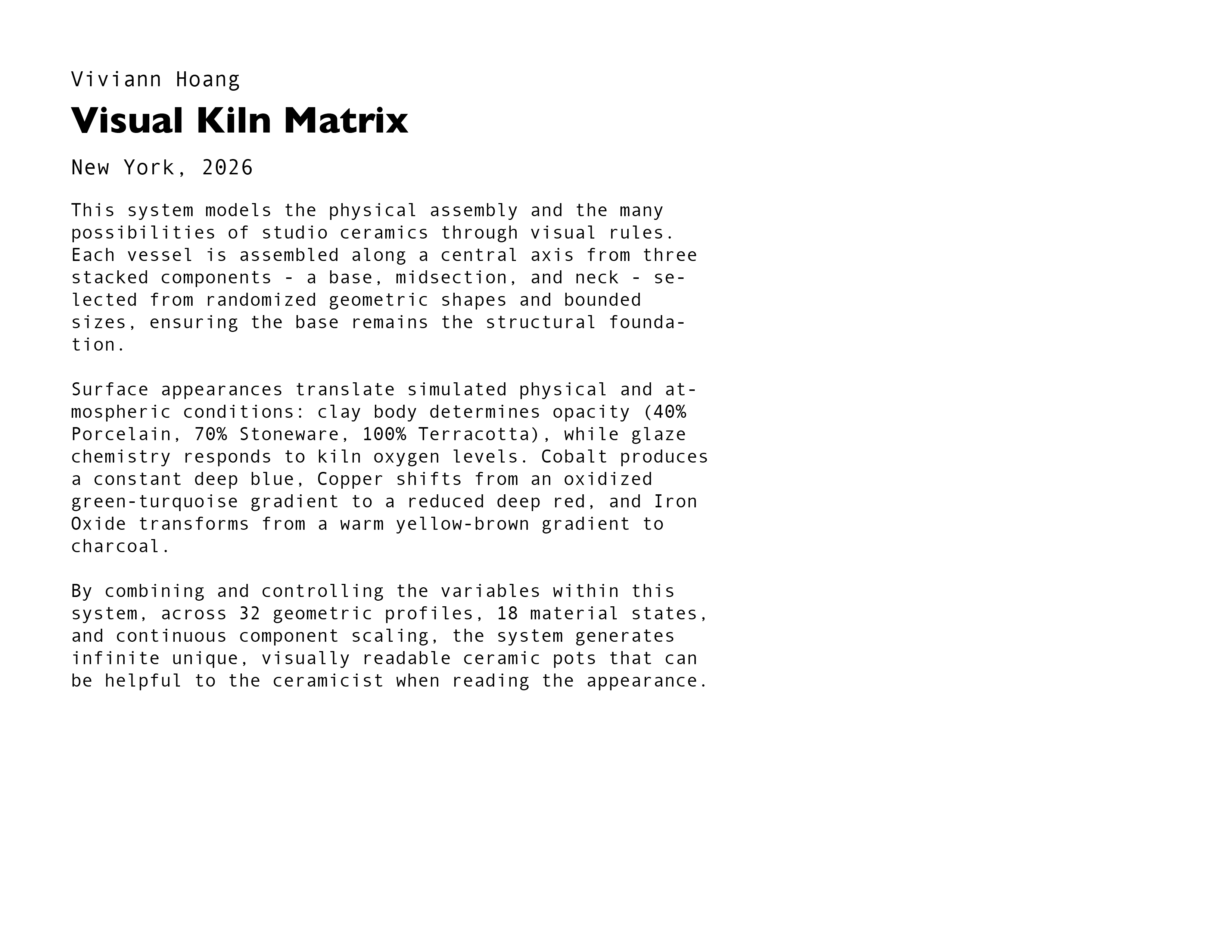 Visual Kiln system object label: explain what the system does and the variables