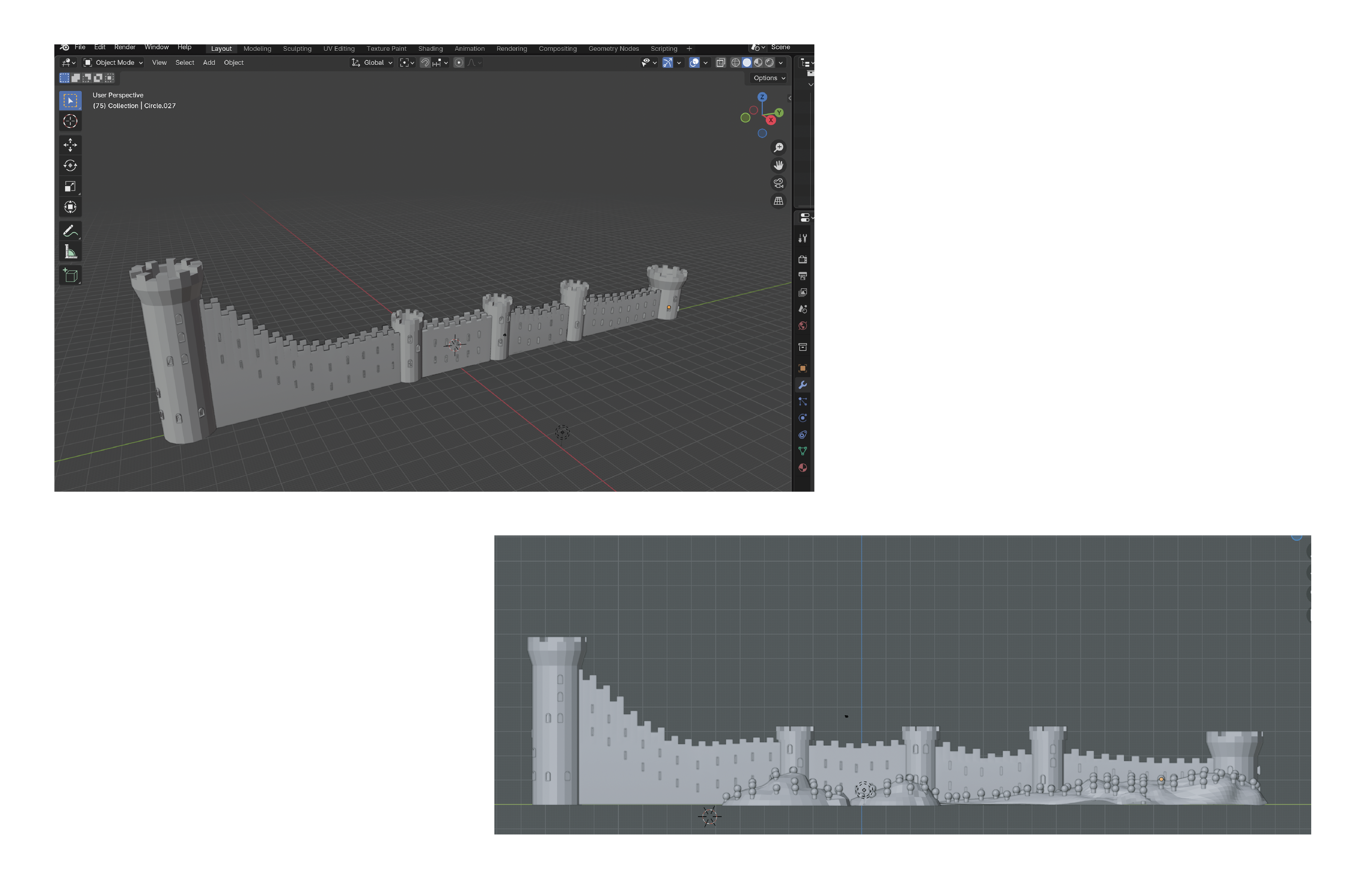 Some process screenshots from the modeling process of the sculpture