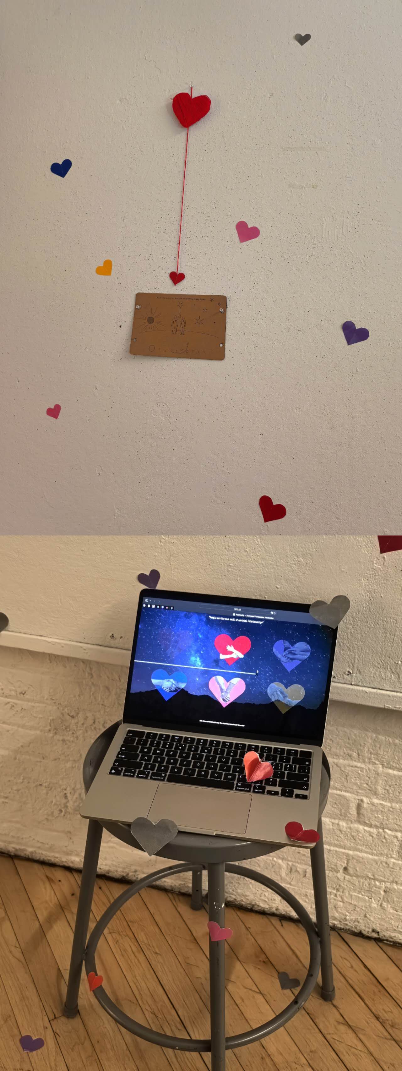 The final result of the overall installation in my space. It's displayed in two parts, so the two images are combined.