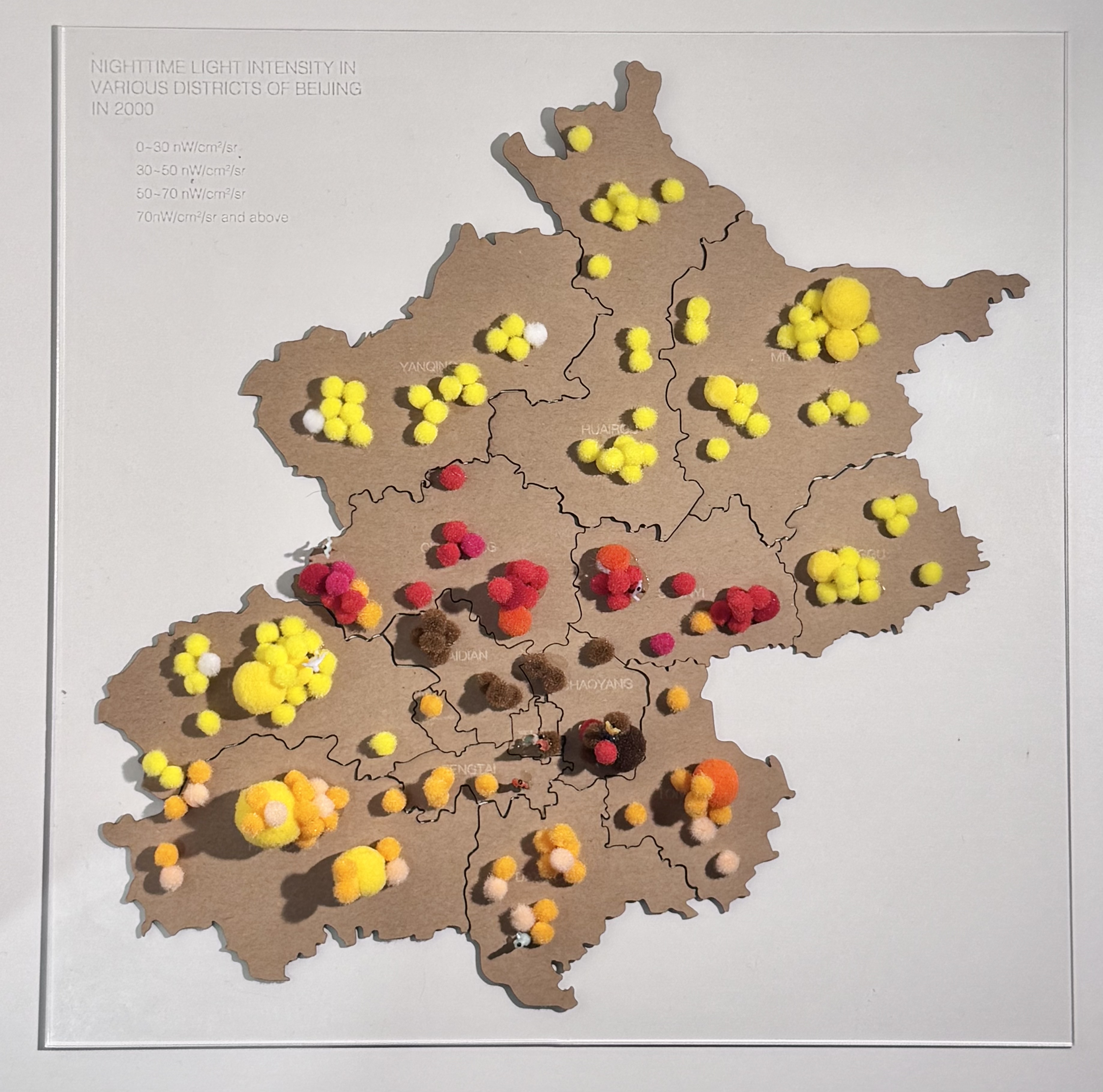Sculpture model based on nighttime light intensity data in Beijing area in 2000.